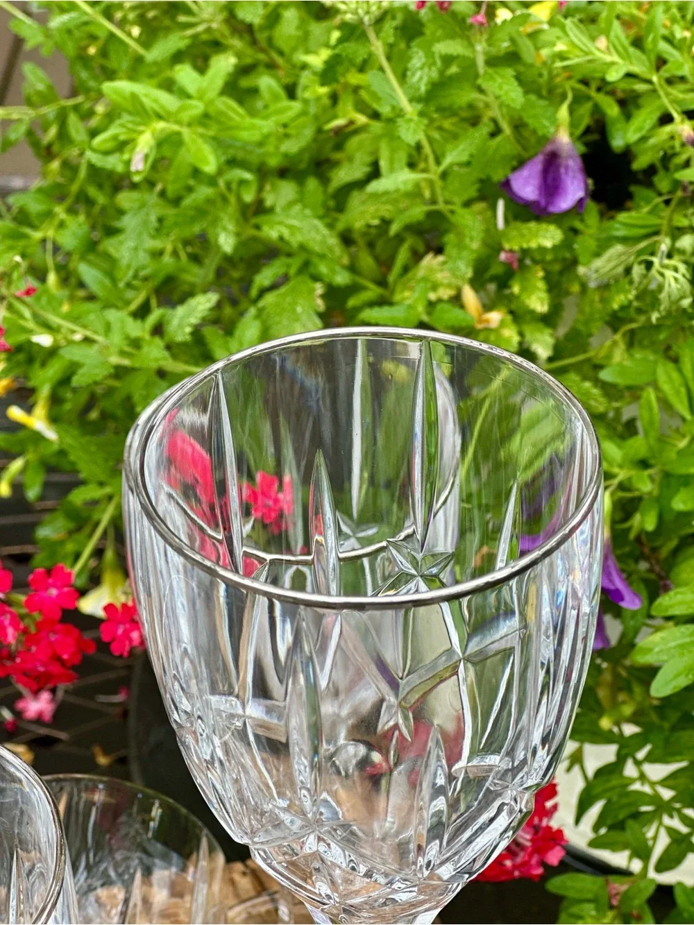 Gorham Lady Anne Platinum Crystal Wine Glasses Set of 4 Germany